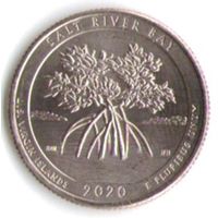 25 центов 2020 г. Парк=53 Национальный исторический парк Бухта Соленой реки Верджинские о-ва Двор S _UNC