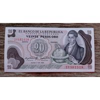 Werty71 КОЛУМБИЯ 20 песо 1983 UNC банкнота Золото