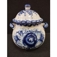 Горшочек для запекания Большой, фарфор. Гжель