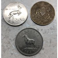 Африка: Родезия 2 1/2 шиллинга 1964 г., Кения 10 центов 1969 г., ЮАР 1 ранд 1989 г.