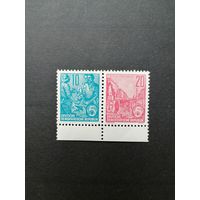 ГДР 1955 Сцепка горизонтальная из марок стандарта "Пятилетка" (чистая**) Mi. W5 453x+455х каталог 8.00 евро