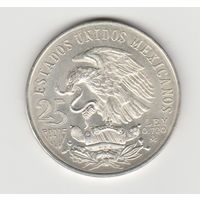Монета 25 песо 1968 года. Мексика. Серебро.