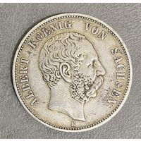 Монета 5 марок 1901 год. Саксония. Германская империя.