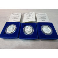 Приднестровье 100 рублей 2006 Сказки Набор 3 монеты СЕРЕБРО Фэт-Фрумос Ивасик–Телесик Жар-птица