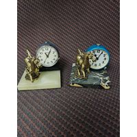 Часы миниатюрные, Лошадки. Будильник Ракета механические СССР. 2 шт.