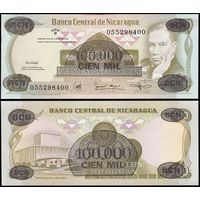 Никарагуа 100000 кордоба на 500 Кордоба образца 1987 года UNC p149