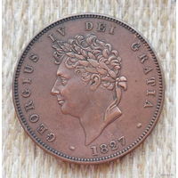 Великобритании 1 пенни 1827 года. Король Георгий IV. Британия. Предложи свою цену или обмен!