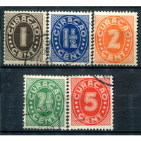 Нидерландские колонии - Кюрасао - 1936/42г. - цифры - 5 марок - полная серия, гашёные, чистая, без клея [Mi 143-147]. #3-WB-101-A-1