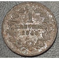 Баден 1 крейцер, 1849 года. Интересаная монета
