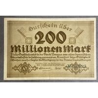 Банкнота 200 миллионов марок 1923 год. Бремен. Веймарская республика.