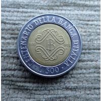 Werty71 Италия 500 лир 1993 биметалл 100 лет Банку Италии