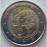 Франция 2 евро 2021 г. 75 лет ЮНИСЕФ