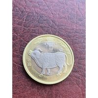 Китай 10 юаней 2021 год быка