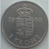 Дания 1 крона 1988 г.