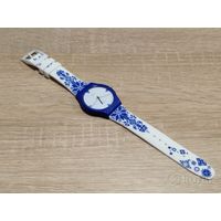 Часы луч Вышиванка Васильковый орнамент