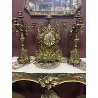 Роскошные, огромные, каминные часы с канделябрами, бронза, Европа, много лотов с рубля