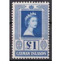 39.BrK. Великобритания. Колонии. Каймановы острова. Елизавета II. 1953 г. 1Pound. Концевая марка серии. Mi.#150.