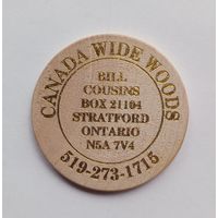 Канада. Жетон Wooden Nickel (Деревянный пятицентовик). Диаметр 4,3 см.