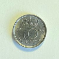 Нидерланды 10 центов 1966