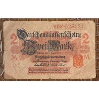 Банкнота 2 марки 1914 год. Германская империя.