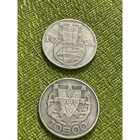 Португалия 10 эскудо 1954 г ( парусник , верхний лот )