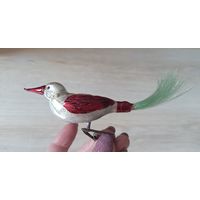 Елочные игрушки, стекло, птичка ГДР, на прищепке
