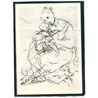 Рафаэль. Мадонна. Рисунок пером. Изд.1963