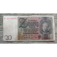 Werty71 Германия 20 марок 1924 1929 банкнота