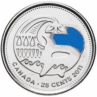 Канада 25 центов, 2011 Природа Канады - Косатка, Цветная UNC