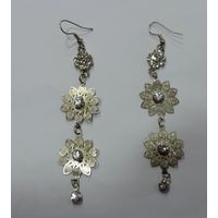 Серьги 90-е годы Европа. Размер подвески 2-8 см. Мельхиор посеребренный.
