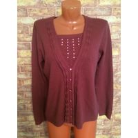 Красивый джемпер 48-52 размер. Новый. + подарок. Приобретала в Польше. Интересно обыгран впереди, визуально вытягивает фигурку. Хороший состав, невероятно мягкий и очень приятный на ощупь. Красивый мо