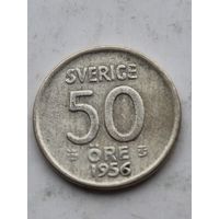50 эре 1956 года Швеция. Серебро 400. Монета не чищена. 45221
