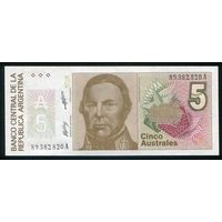 Аргентина 5 аустралей 1985-89 гг. P324b. Серия A. UNC