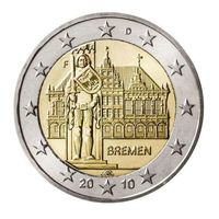 2 евро 2010 Германия J Бремен замок UNC