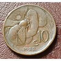 Италия 10 чентезимо, 1922    ( 2-2-2 )