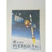 Марка Швеция 1991 год  На марке изображен шведский телекоммуникационный спутник Tele-X.