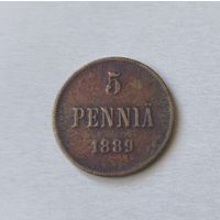 5 пенни 1889 Финляндия