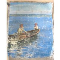 Все лоты с рубля.Старая довоенная картина,холст,масло,80\60 см