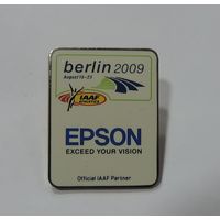 Значок "EPSON, Берлин 2009".  Чемпионат мира по лёгкой атлетике 2009.