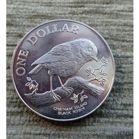 Werty71 Новая Зеландия 1 доллар 1984 Елизавета 2 Чёрный Робин Птица Редкая 1 Крона