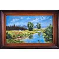 Картина в раме масло пейзаж холст 60х40