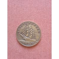 Настольная памятная медаль,  посвященная паруснику "Мир".