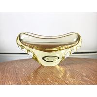 Конфетница ваза Чехословакия цветное стекло 23см