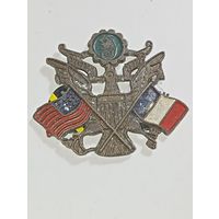 Кокарда накладная с флагами США и Франции . С эмалью .