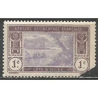 Кот д'Ивуар. Эбрис-лагуна. Каноэ. 1913г. Mi#41. Белая бумага.