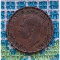 Великобритании - "Владычица морей". 1 пенни 1944 года. Корабль. Георг VI.