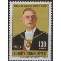 Полная серия из 1 марки 1968г. Турция "Визит Шарля де Голля" MNH