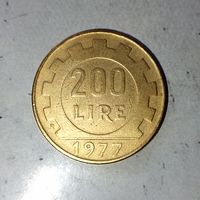200 лир 1977 года Италия. Итальянская Республика. Единственная на аукционе!