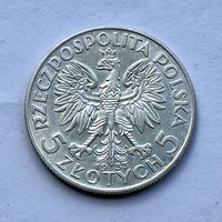 Монета СЕРЕБРО Польша 5 злотых 1933 год Ядвига ОТЛИЧНЫЕ