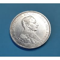 Германия. 3 марки. 1914 год. Вильгельм II. Мундир. Серебро. Распродажа коллекции